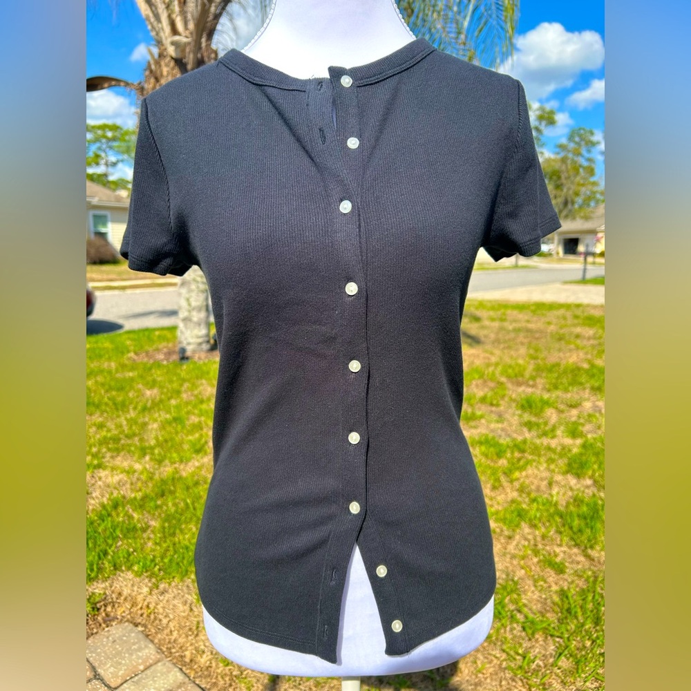 NWT🌷Abercrombie Black Button Down Short Sleeve Cardigan